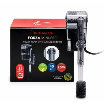 Aquatop PFEM-PRO Forza Mini-PRO Hang-On Aquarium Filter with Integrated Surface Skimmer